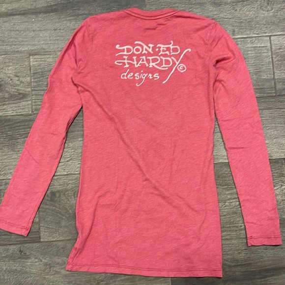 Vintage Y2K  Ed Hardy Pink Tiger Graphic Long Sleeve - Picture 4 of 5